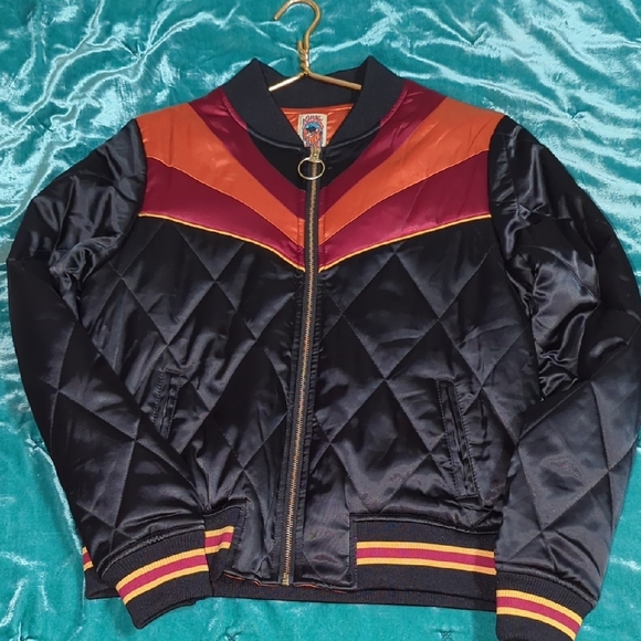 Stylish Black and Orange Bomber Jacket - Picture 2 of 5